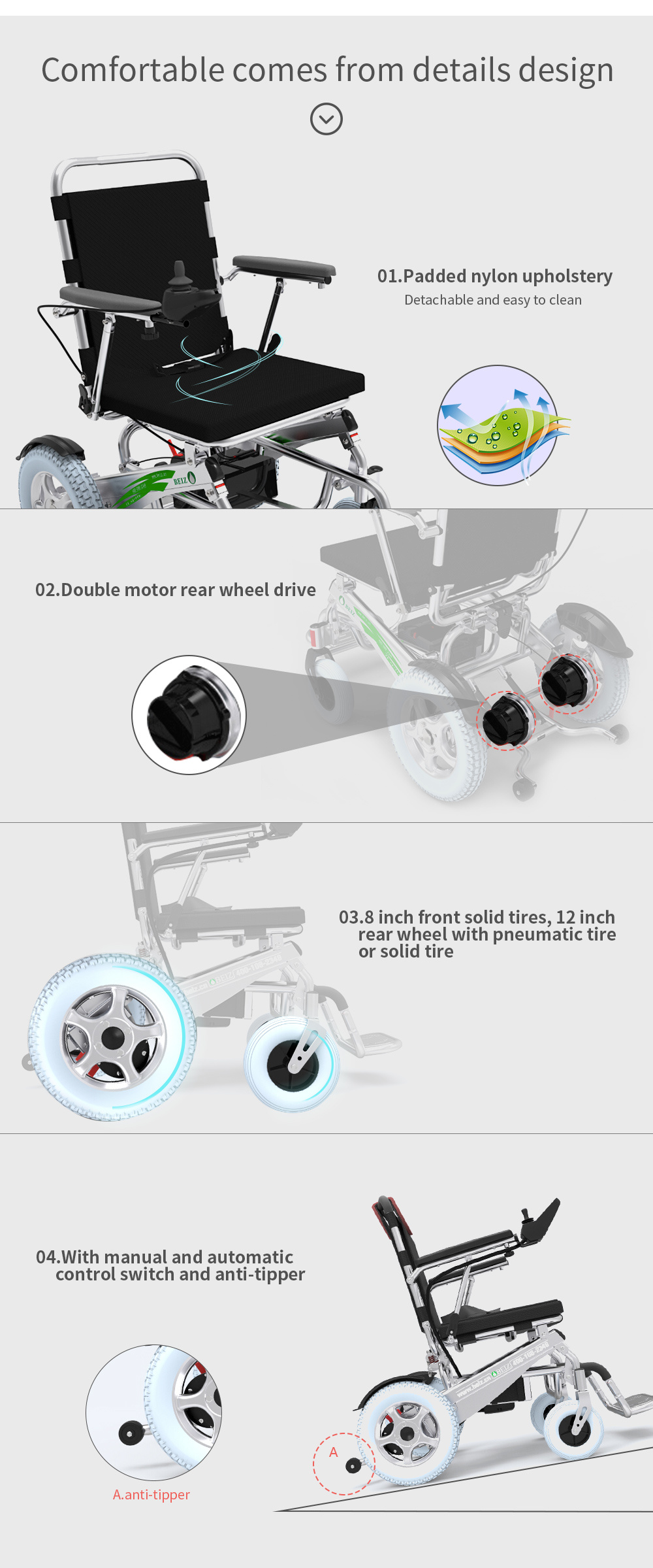 Light Portable 13ah Aluminum Electric Wheelchair