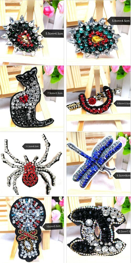 Wholesale High Quality DIY Beaded Rhinestone Applique Patches for Clothes