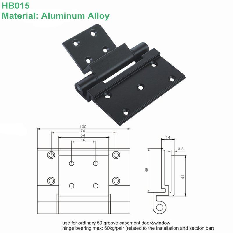 Aluminum Alloy Power Coating Pivot Hinge for Door with ISO9001 (HB015)
