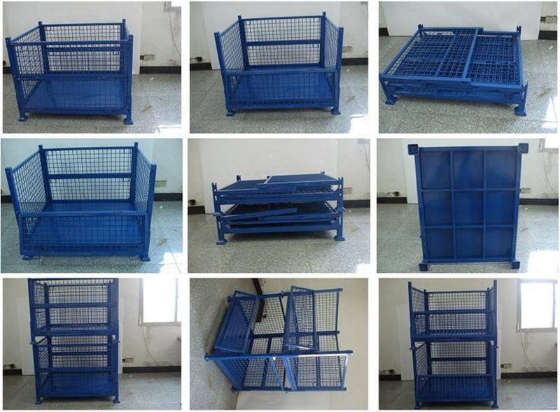 Metal Storage Bin Galvanized Iron Wire Mesh Collapsible Pallet Cage