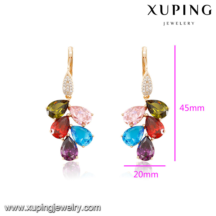 Colorful Pendant Gold Plated Crystal Earring Jewelry for Christmas Gifts