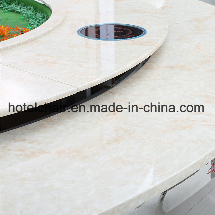 Big Size Stainless Steel with Marble Dining Table for Restaurant Used