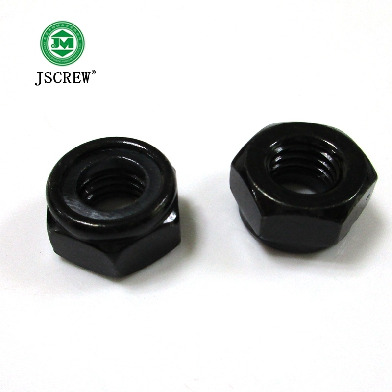 Hexagonal Black Zinc Machine Thread Nylock Nut