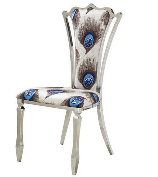 Modern Luxury Peacock Velvet Fabric Dining Chair Stainless Steel