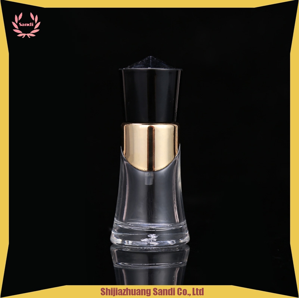 OEM Empty Luxury Small Unique Nail Polish Bottle with Hotstamping Gold Cap and Brush