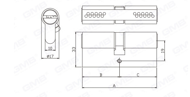 En 1303 High Security Mortise Euro Profile Standard Door Lock Cylinder/ Door Lock/ Brass Cylinder (GMB-CY-20)
