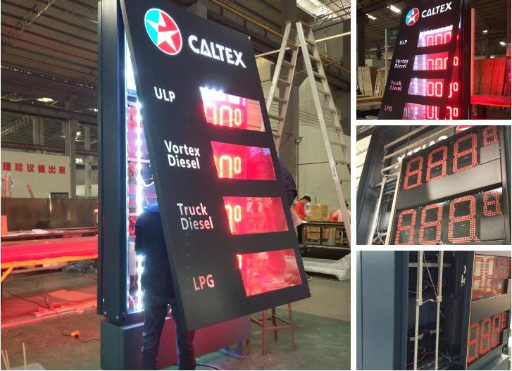 Prefabricated Gas Station Canopy Stainless Steel Pylon Sign Steel Tube Pylons