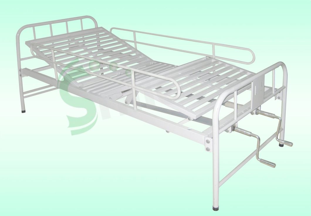 Hospital Patient Bed Expoxy Steel Manual Medical Bed Nursing Bed