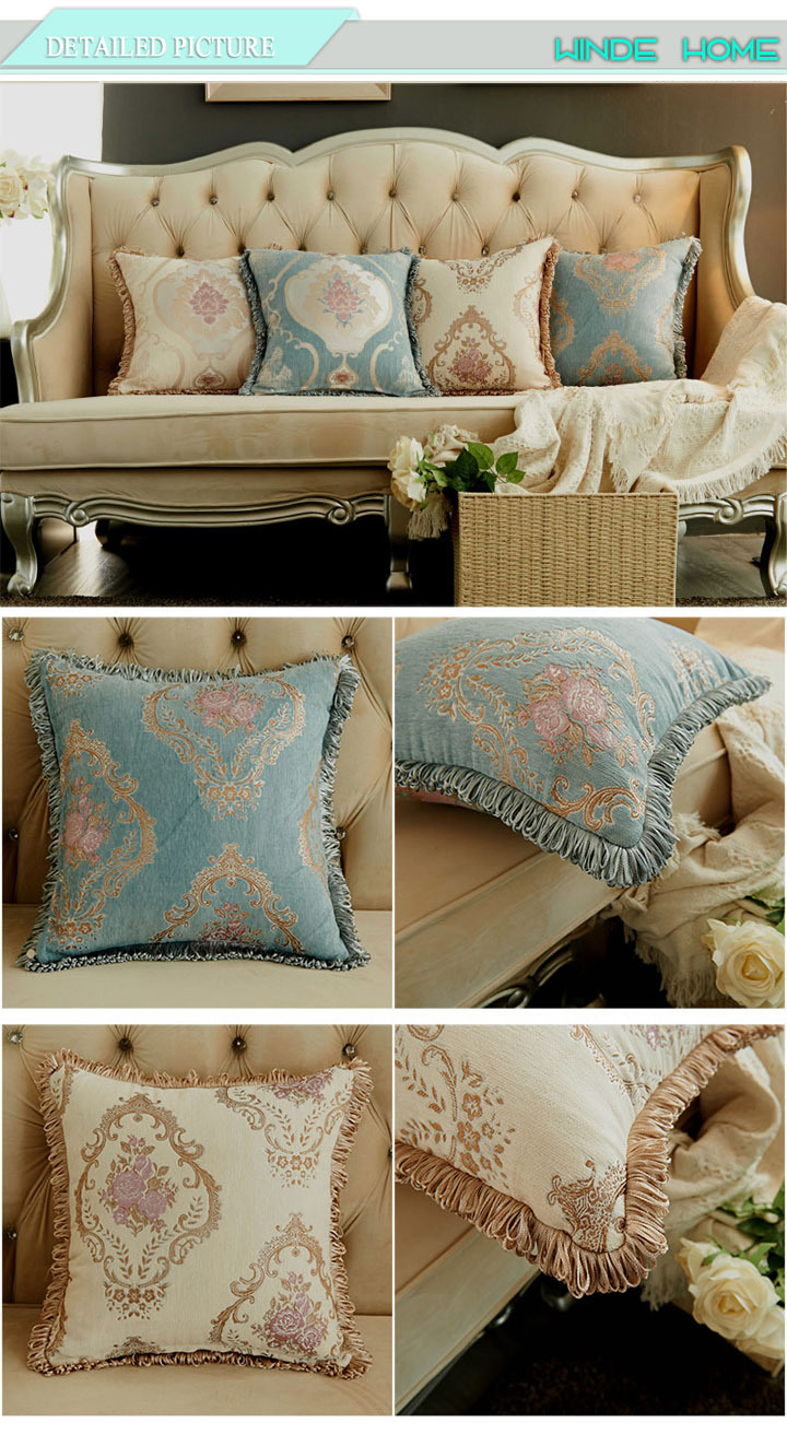 Luxury Jacquard Tassel Edge Decorative Pillow Sofa Cushion