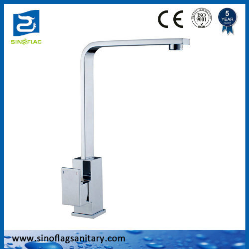 Kitchen Chrome Square Water Faucet Single Hole Mixer Taps