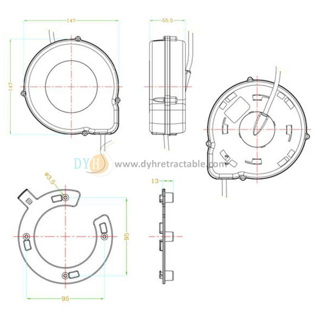 Retractable Wire Reel for Barber Shop Hair Drier Cable Connector