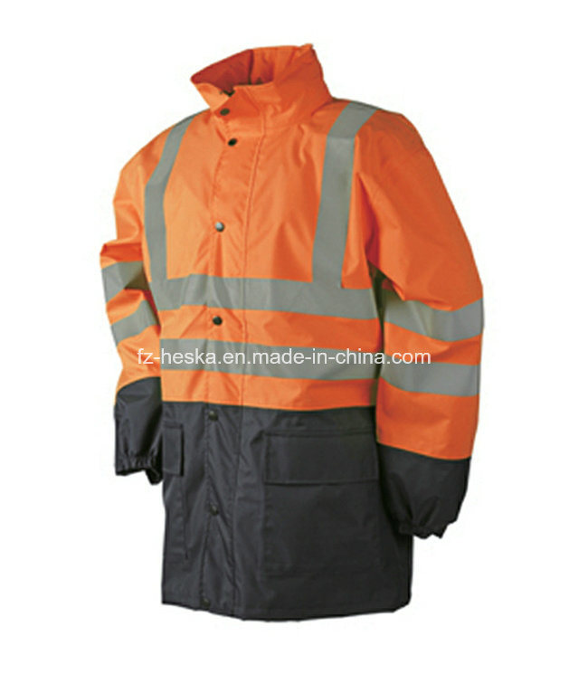 High Visibility Mens Reflective Waterproof Safety Parka Jacket
