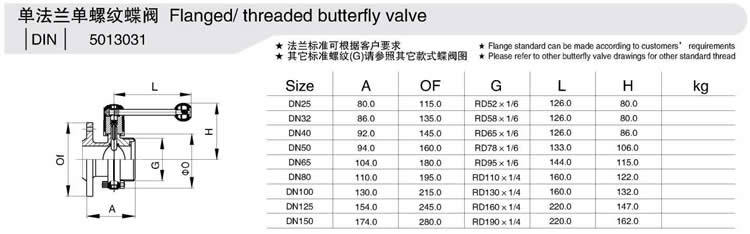 Sanitary Ss304/Ss316 Welded Butterfly Valve