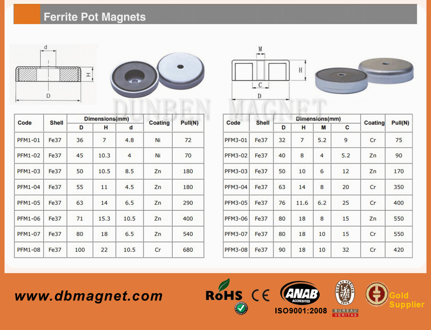 Strong Permanent Ceramic Pot Magnet/ Cup Magnet