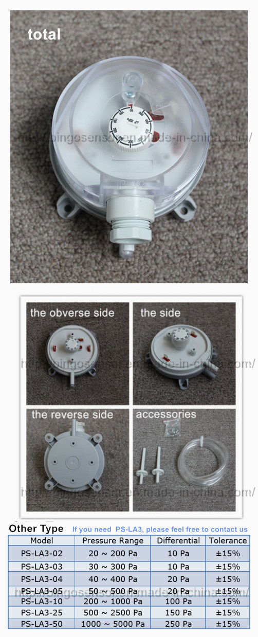 Low Differential Pressure Switch for Air, Gas