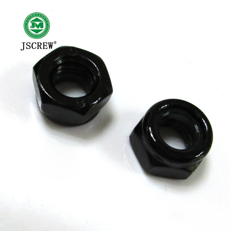 Hexagonal Black Zinc Machine Thread Nylock Nut