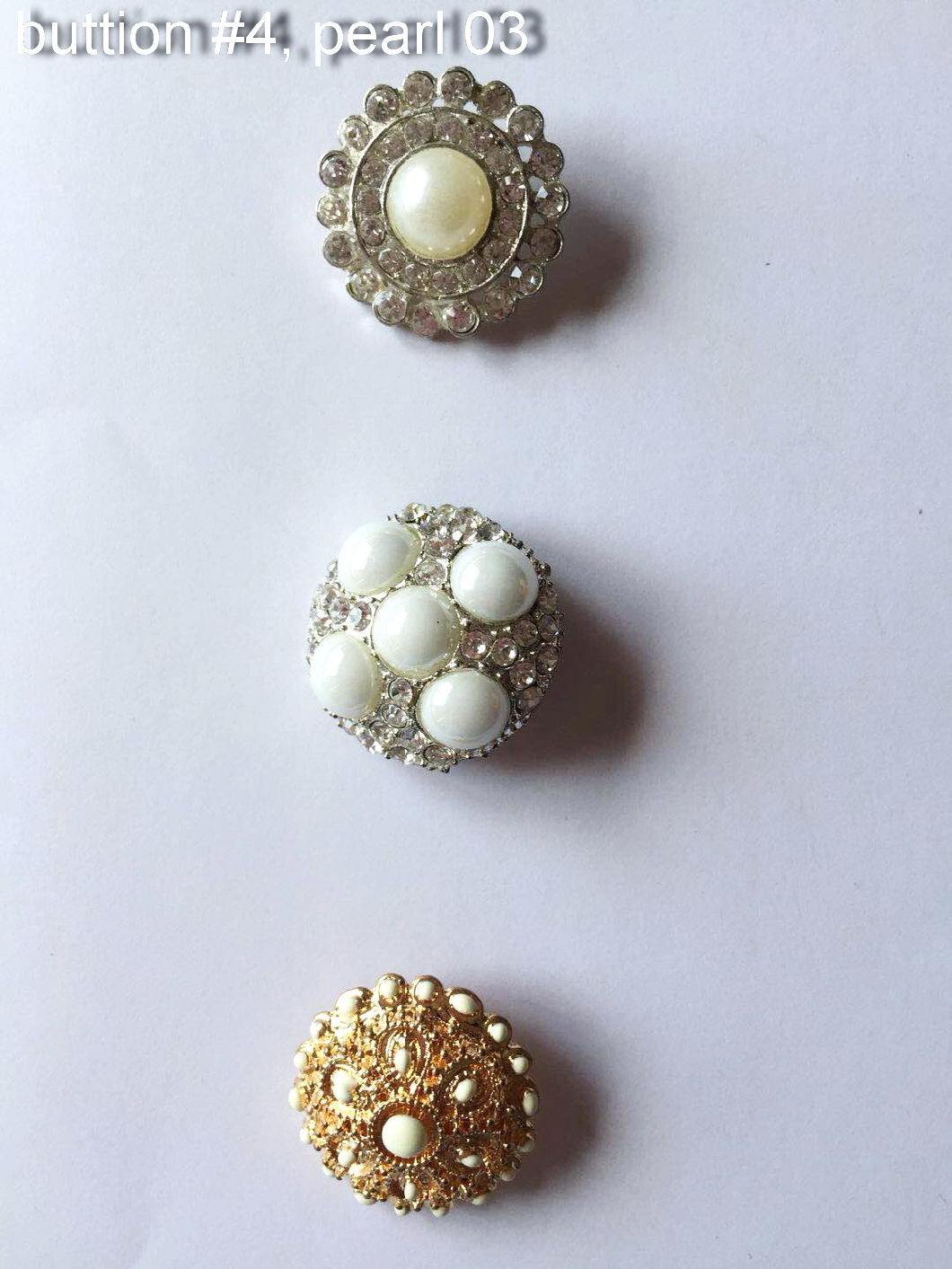 Fashion Garment Accessories Pearl Rhinestone Crystal Metal Decoration Button for Dress Shirt