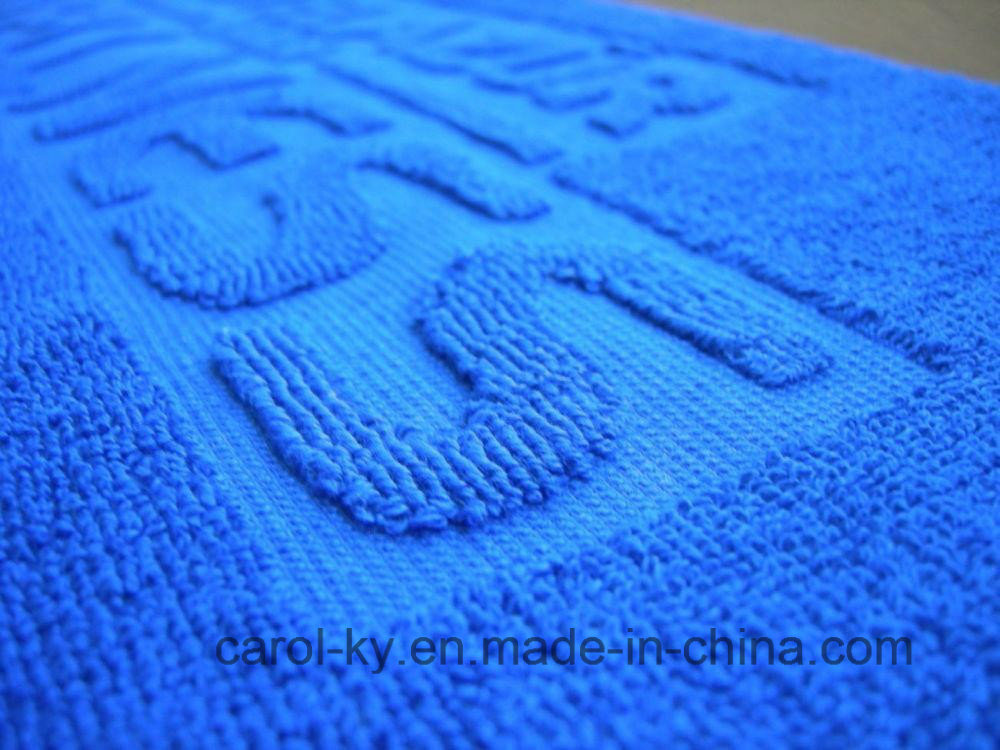 100% Cotton Woven Embossed Jacquard Logo Beach Towel