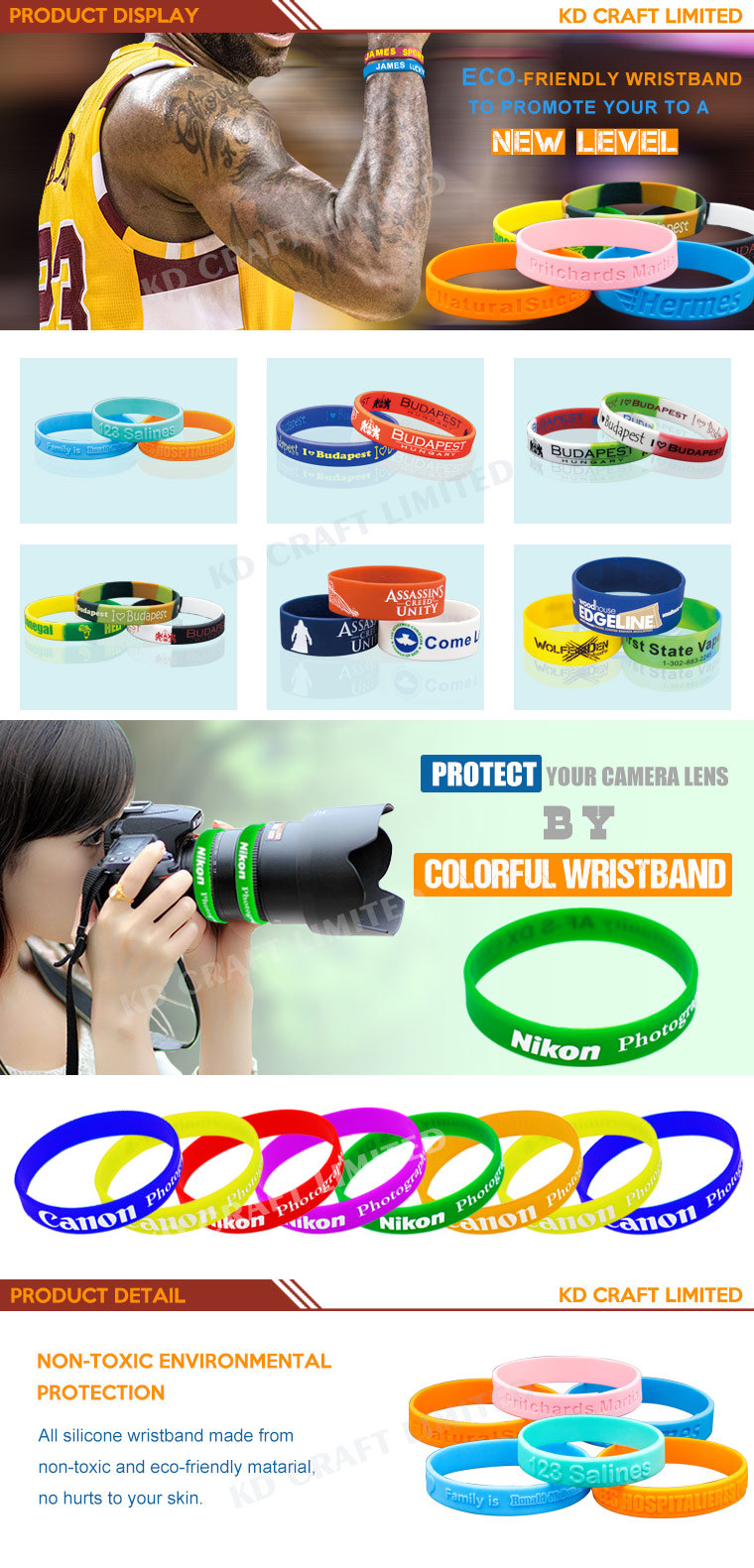 OEM Event Enamel Silicone Wristband Stainless Steel Free Sample Energy