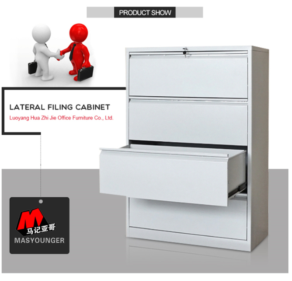 Office Use Legal and Letter Size File Storage 4 Drawers Lateral Steel Metal Filing Cabinet