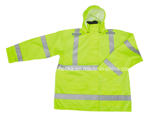High Visibility Safety Wear Mens Reflective Rainwear with En20471
