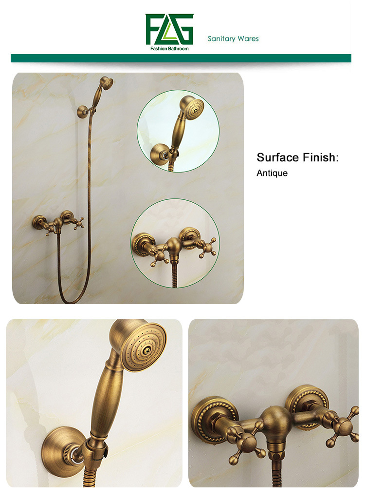 FLG Classical Antique Shower Set Wall Mounted with Faucet