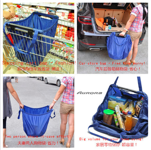 Reusable 420d Oxford Nylon Foldable Shopping Cart Bag for Suppermarket Trolly