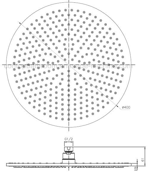 Watermark/Wels Approval Round Brass Shower Head (400mm)