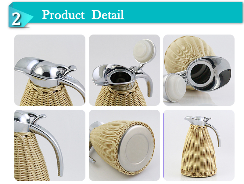 Handmade Rattan Wrapping Stainless Steel Vacuum Thermos Flask