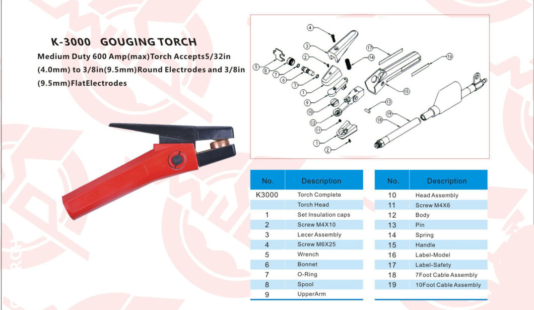 JTM-W01-G-180003 Gouging Torch for Wedding Equipment Accessory Apply to Arcair K-3000