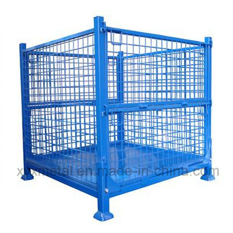 Warehouse Metal Folding Storage Collapsible Stacking Roll Wire Mesh Container
