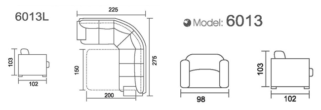 Modern Sectional Leather Recliner Sofa 6013C