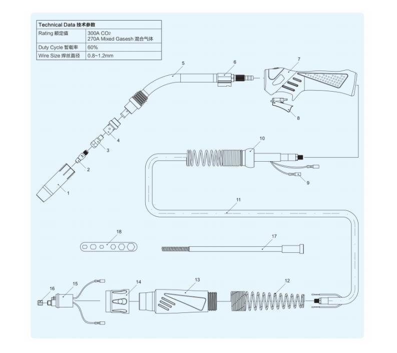 MB 36kd Air Cooled MIG/Mag Welding Torch