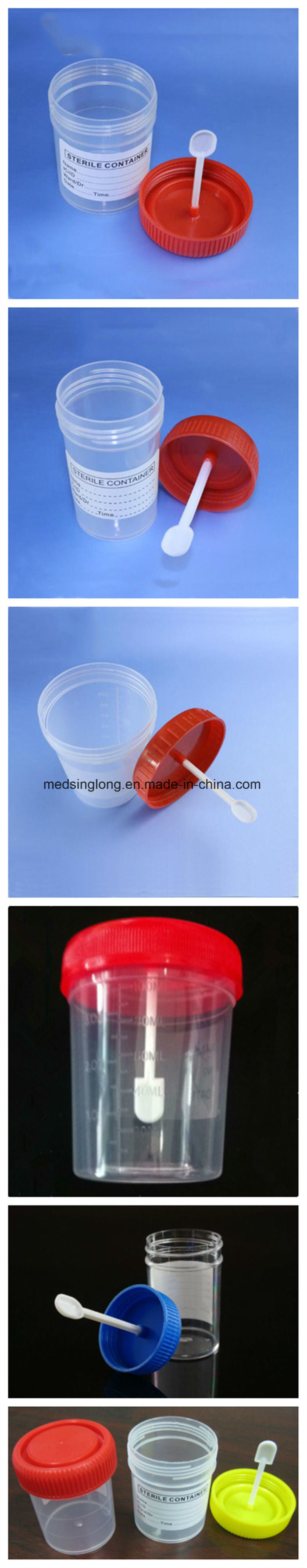 Medsinglong Plastic Specimen Stool Container 30ml, 40ml, 60ml, 120ml Disposable Urine Containers/Specimen Cup Msll010