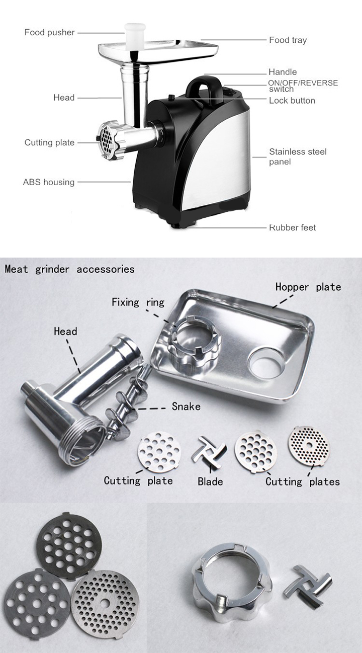 1200W Stainless Steel Housing Electric Meat Grinder