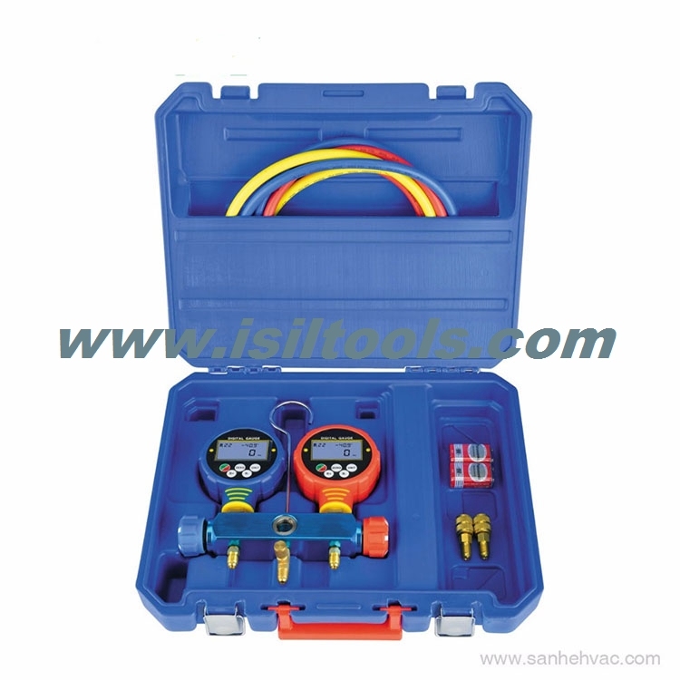 Dszh 2-Way Valve Refrigeration Testing Manifold Digital Gauge Set Wk-6882