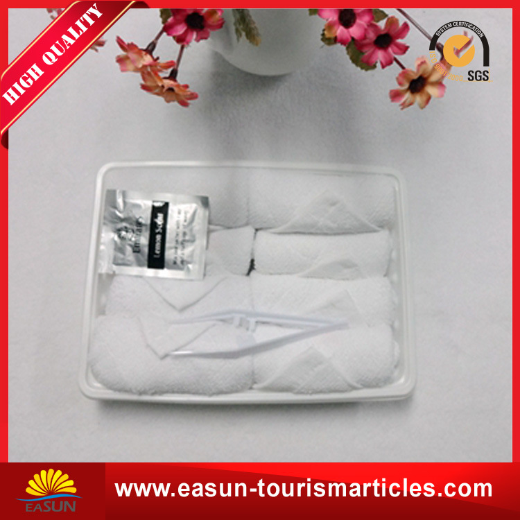 Disposable White Tray Cotton Face Towel for Airline