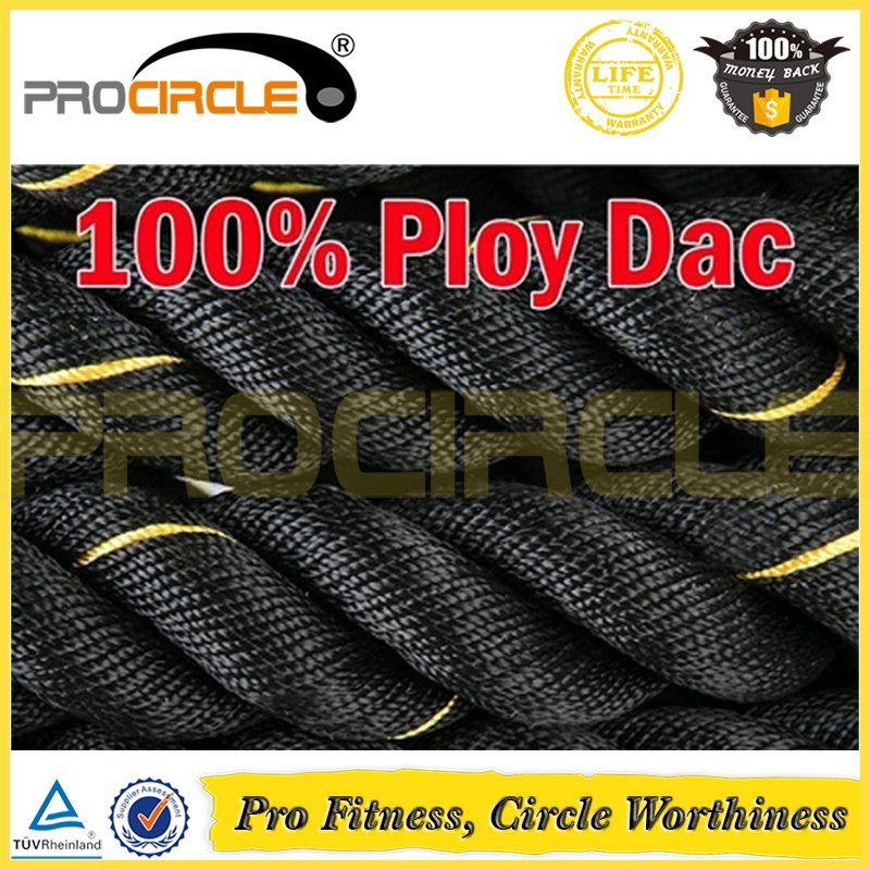 Procircle Battle Rope Fitness Power Rope with Anchor Strap and Wall Rack