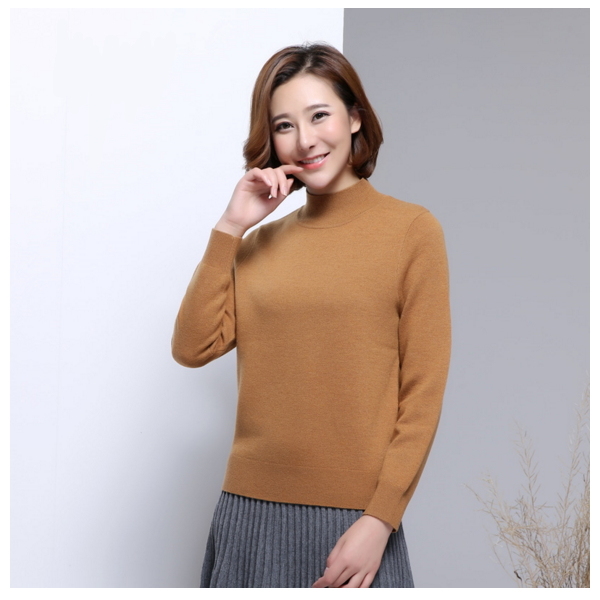 Warm Half Turtleneck Slim Women Knitting Render Unlined Sweater