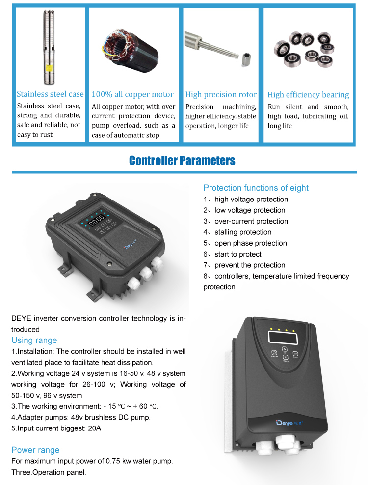 DC 24V-96V Competitive Price Solar Submersible Water Pump