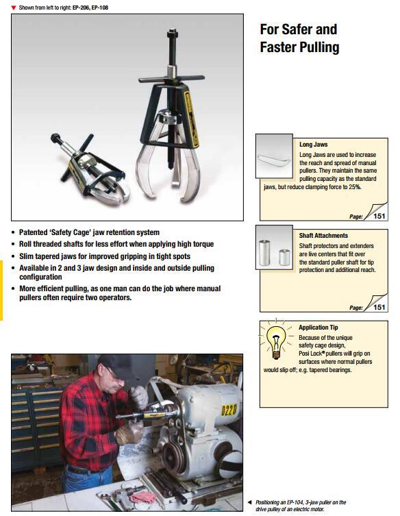 Original Enerpac (Ep-206 Ep-108) Ep-Series Posi Lock&Reg Mechanical Pullers