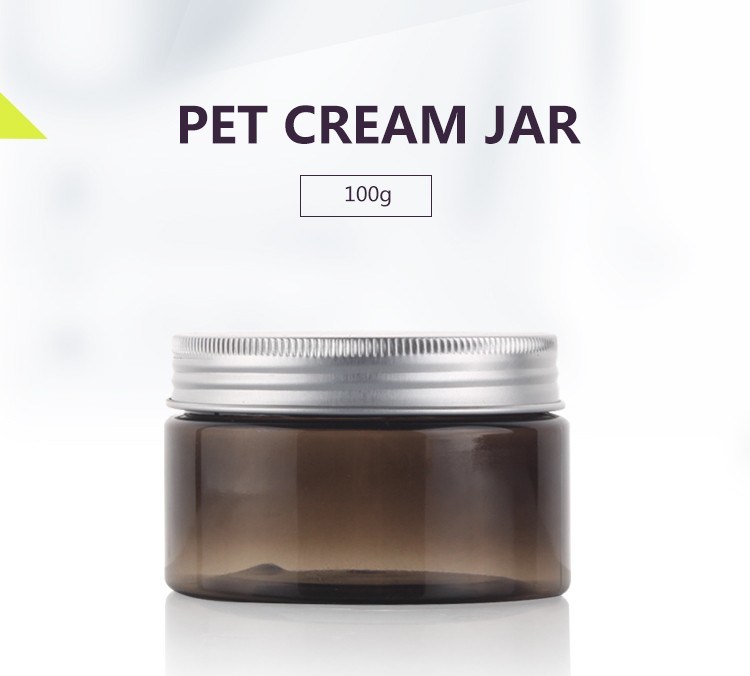 100g 150g Amber Pet Aluminum Lids Empty Cosmetic Wide Mouth Cream Jar