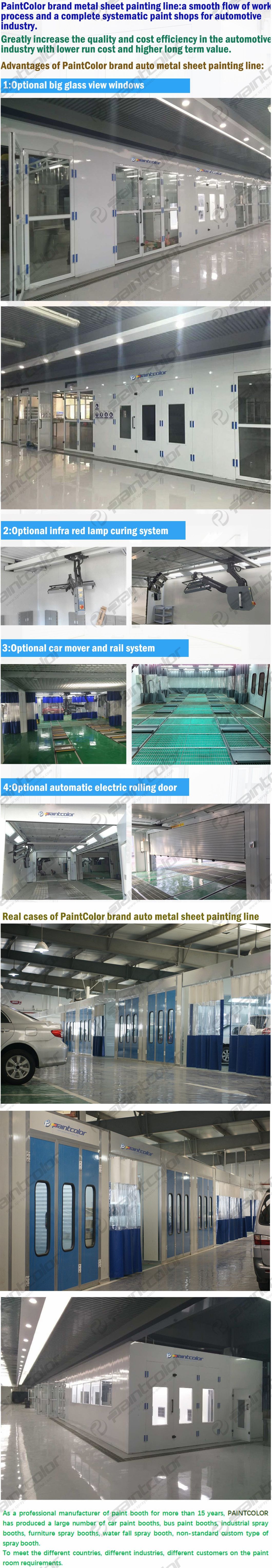 Spray Booth with Infrared Lamp Automotive Paint Booth in Line with Preparation Bay Prep Station Multi Work Station for Car Paint Repair