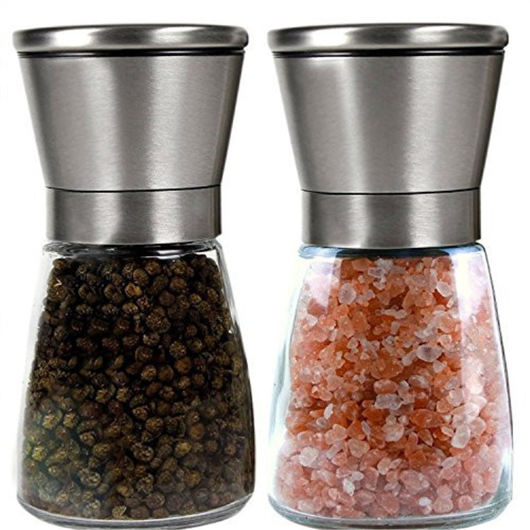 Stainless Steel Glass Salt and Pepper Mill Spice Grinder Kitchen Accessories Cooking Tool