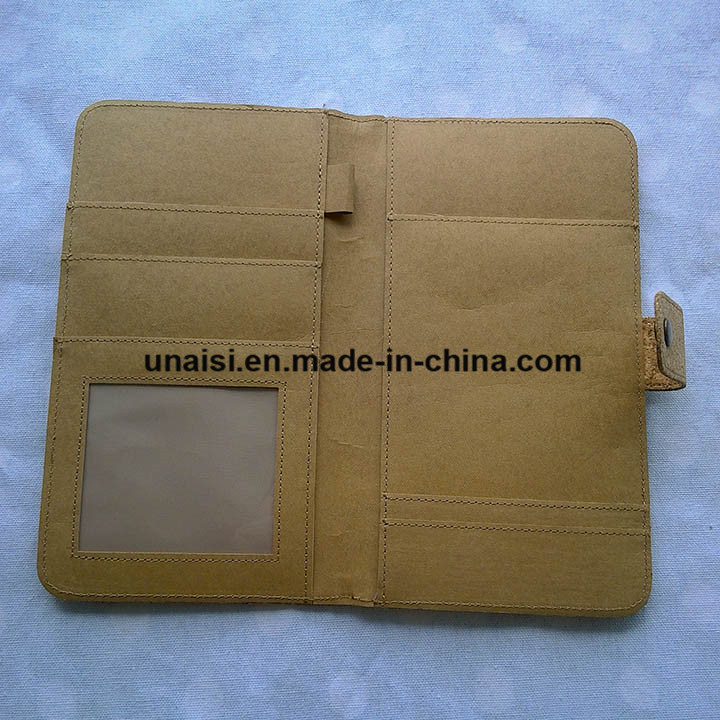 Cork Washable Kraft Paper Travelling Long Bifold Passport Wallet