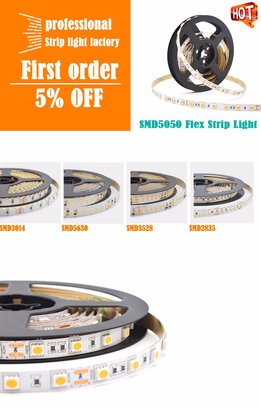 SMD 5050 High Bright LED Ring Light Stirp Light in 14.4W/M