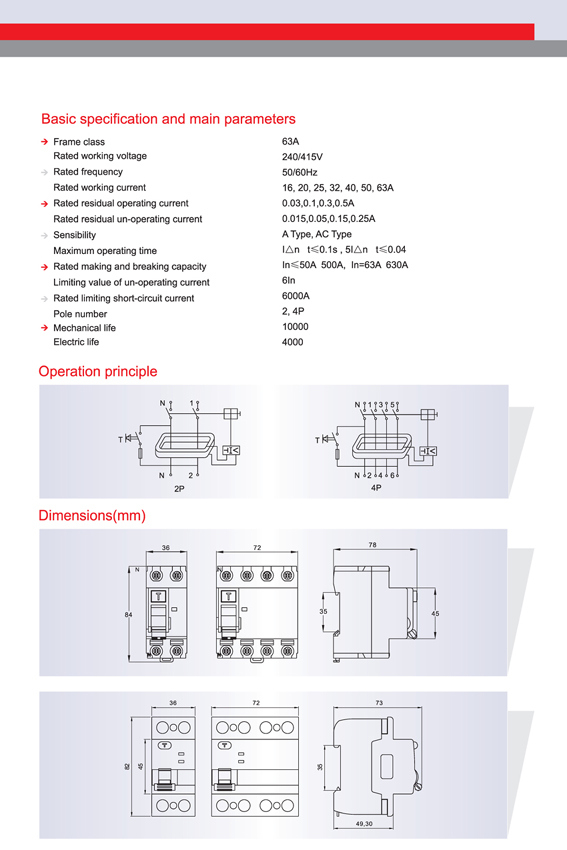 High Quality Residual Current Circuit Breaker Knl5-63 (ID)