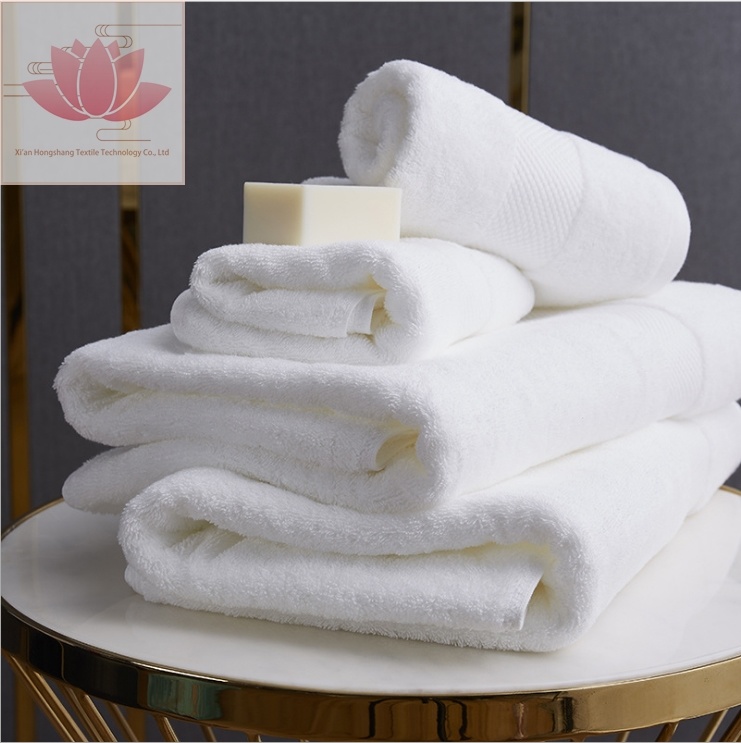 China Supplier Quality Cotton Printed White Velour Embroidery Hotel Bath Towel