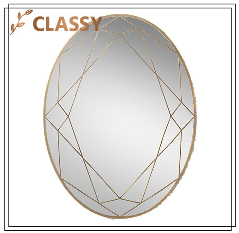 Oval Ruptile Silver and Golden Stainless Steel Frame Wall Mirror