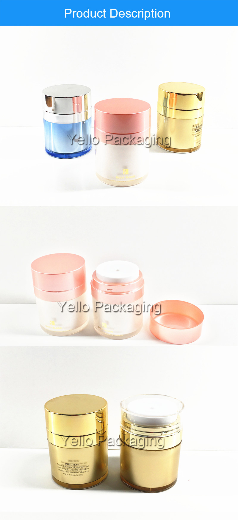 30ml Wholesale Cosmetic Airless Foundation Acrylic Plastic Bottle